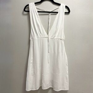 Mendocino Gilbert White Mini Dress Elegant Linen‑Look Summer Women’s Size M